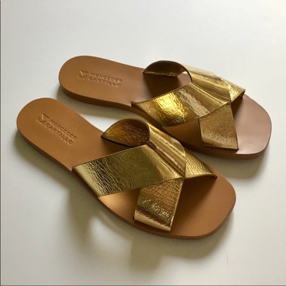 mercedes castillo gold sandals